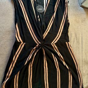 Lulus Coastal Grooves Black and Brown Striped Swim Cover-Up